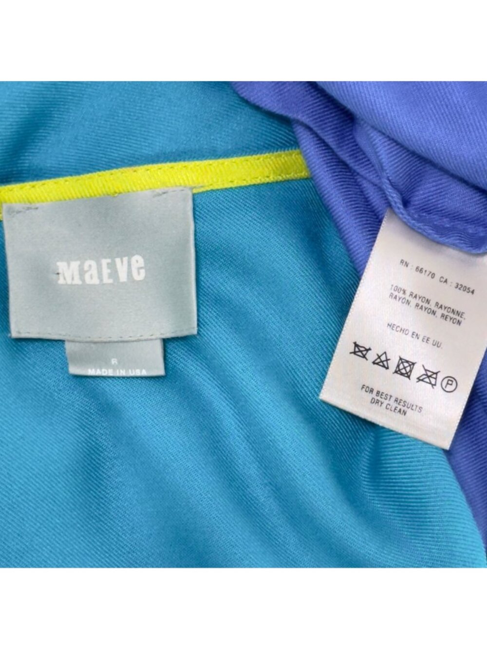 MAEVE ANTHROPOLOGIE Women’s Dress Blue Yellow Color-block Rayon Size 6 - Picture 9 of 12
